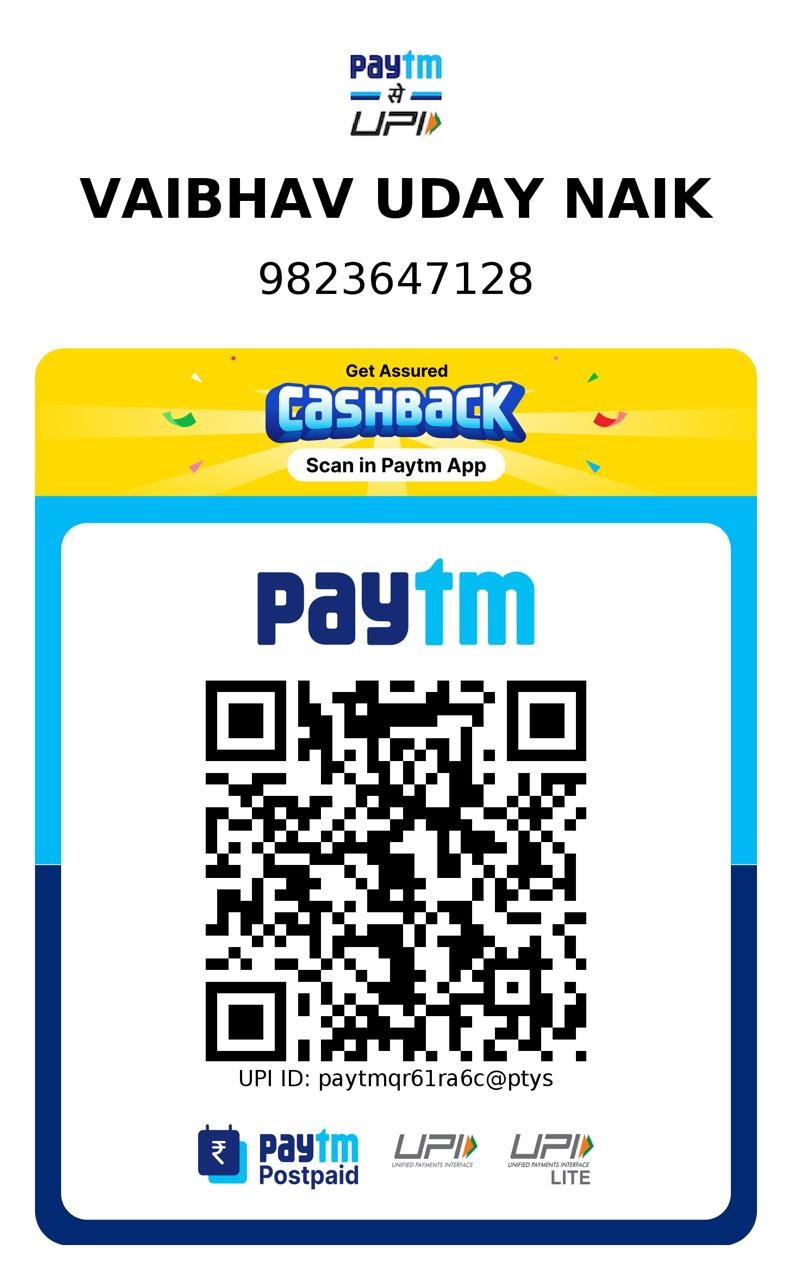Paytm UPI QR code for Vaibhav Uday Naik